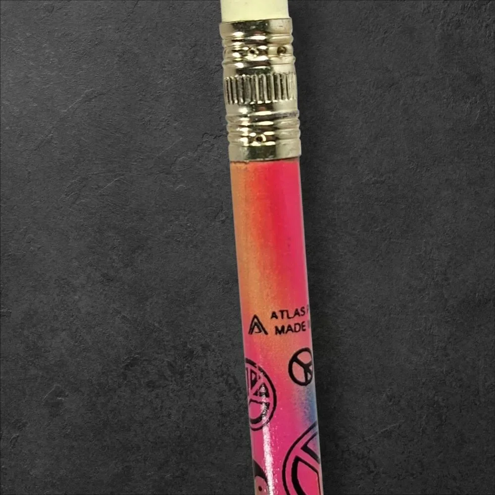 13 Vintage Atlas Pencils 90s Tie Dye Peace Yin Yang Neon Made in USA Unsharpened